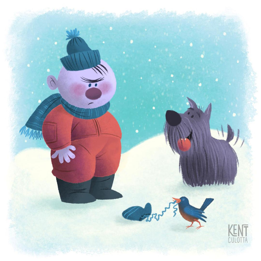 boy and dog children's book illustration