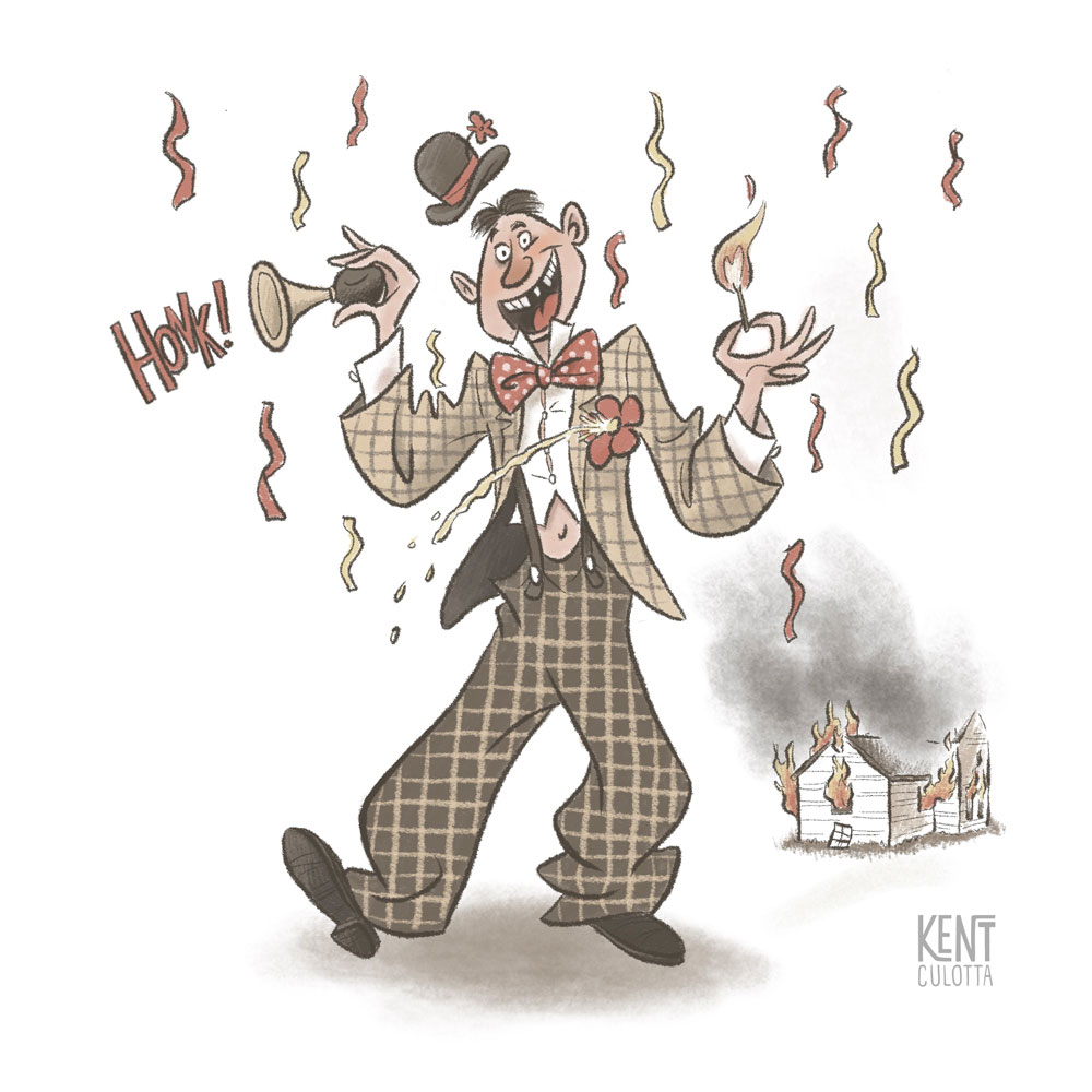 funny clown children's book illustration