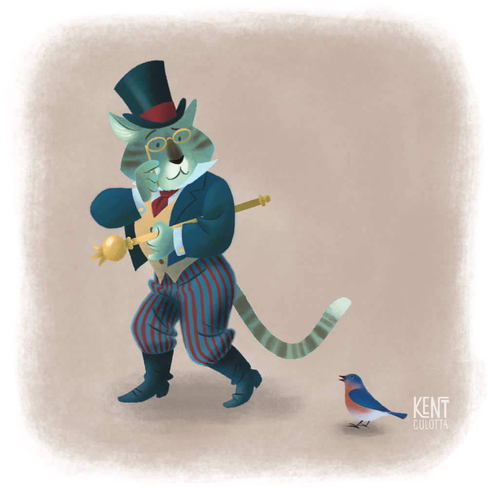gentleman cat children's book illustration