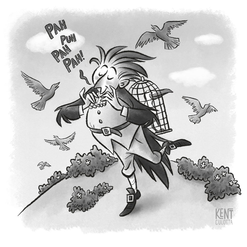 bird whisperer children's book illustration