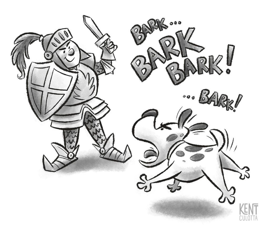 knight and dog children's book illustration